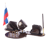 Настольный письменный набор из природного камня обсидиана коричневого Team leader варинант исполнения - 2 | Loft Concept в Грозном