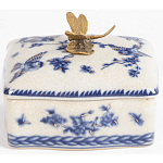 Фарфоровая шкатулка с бронзовой стрекозой Blue and White варинант исполнения - 4 | Loft Concept в Грозном