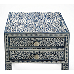 Тумбочка прикроватная White Pearl BEDSIDE CABINET 2 blue DRAWER варинант исполнения - 2 | Loft Concept в Грозном