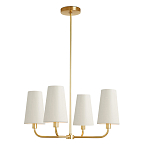 Люстра золотая с белыми тканевыми абажурами Coolness варинант исполнения - 1 | Loft Concept в Грозном
