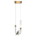 Подвесной светильник с декоративной фигуркой птицы на прозрачной изогнутой трубке Ganthea варинант исполнения - 3 | Loft Concept в Грозном