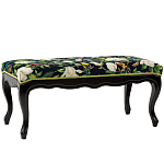 Банкетка из натурального бука черная с изображением птиц и цветов Blooming Birds варинант исполнения - 1 | Loft Concept в Грозном