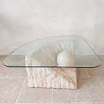 Дизайнерский журнальный стол в виде раковины с жемчужиной под прозрачной столешницей Fahin варинант исполнения - 1 | Loft Concept в Грозном