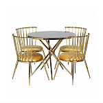 Обеденный стол с чёрной круглой столешницей на золотых ножках Rive Gauche Table варинант исполнения - 3 | Loft Concept в Грозном