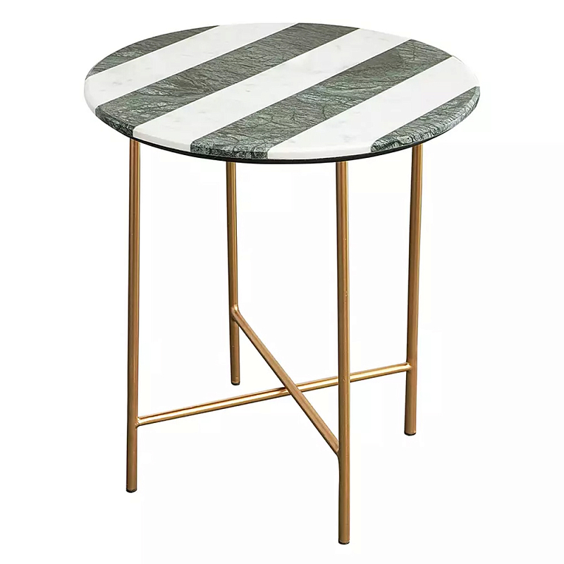 Столик приставной с круглой столешницей с полосатым узором Tabletops with Striped Pattern Серый Белый Столик приставной с круглой столешницей с полосатым узором Tabletops with Striped Pattern Серый Белый в Грозном | Loft Concept