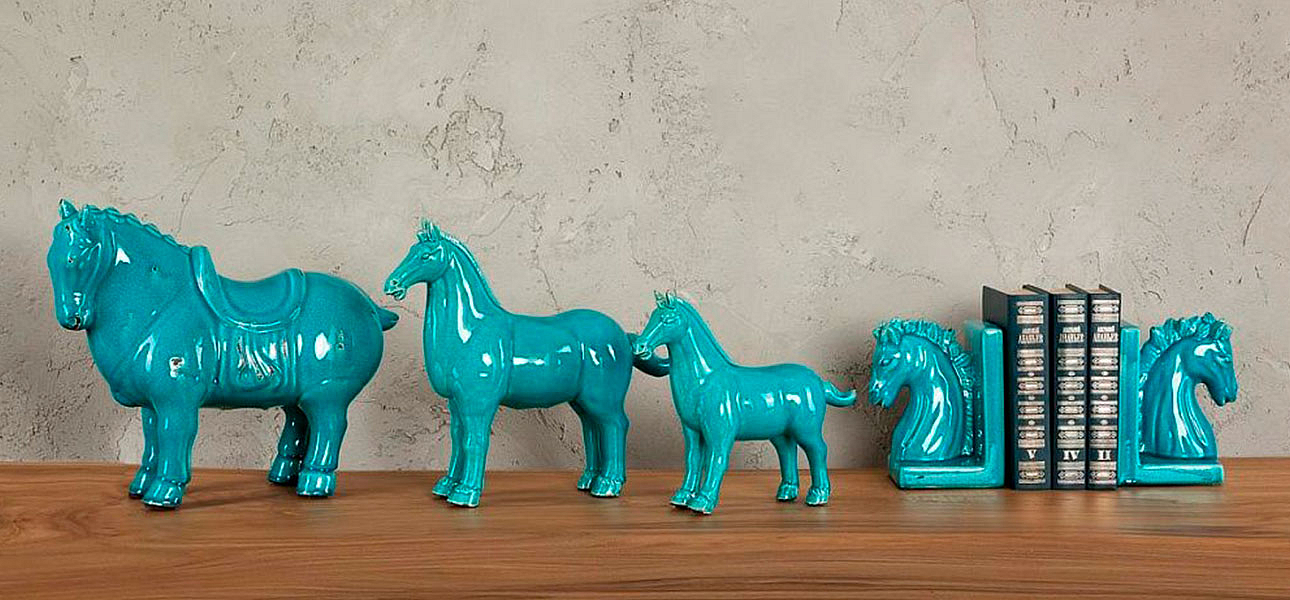 Фигурка керамика синяя лошадь большая Blue Horse Фигурка керамика синяя лошадь большая Blue Horse - Loft-Concept в Грозном