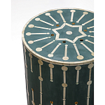 Приставной круглый столик с инкрустацией blue Mandika Bone Inlay  варинант исполнения - 1 | Loft Concept в Грозном