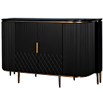 Комод черный округлой формы с рельефным фасадом Black Cut варинант исполнения - 1 | Loft Concept в Грозном