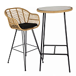 Барный столик с круглой плетеной столешницей Wicker Table Top варинант исполнения - 3 | Loft Concept в Грозном