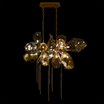 Люстра подвесная с 18-ю стеклянными плафонами с вертикальными подвесками Gilded Mirage  варинант исполнения - 3 | Loft Concept в Грозном