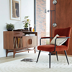 Кресло бархатное с подлокотниками на металлическом каркасе Oriel Retro Armchair варинант исполнения - 7 | Loft Concept в Грозном