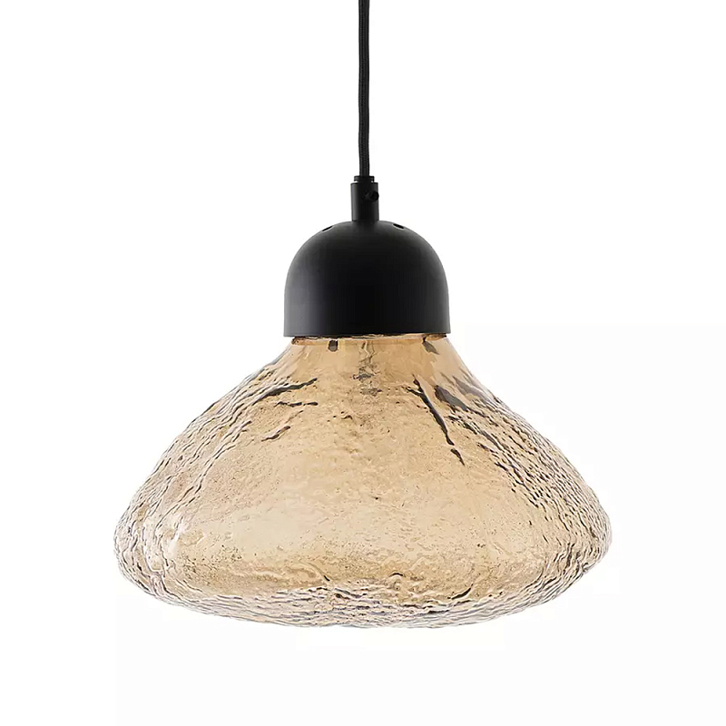 Подвесной светильник с янтарным фактурным плафоном Lamp with Frozen Glass Effect Янтарный Черный Подвесной светильник с янтарным фактурным плафоном Lamp with Frozen Glass Effect Янтарный Черный в Грозном | Loft Concept