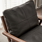 Кресло c каркасом из массива дерева и мягкой кожаной обивкой Walnut Armchair варинант исполнения - 5 | Loft Concept в Грозном