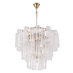 Люстра круглая многоярусная с прозрачными подвесками из стекла Hexagon Tube Light варинант исполнения - 2 | Loft Concept в Грозном