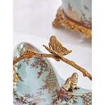 Блюдо из голубого фарфора с бронзовой ручкой в виде ветки Blue Garden варинант исполнения - 5 | Loft Concept в Грозном