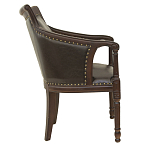 Кресло кожаное на 4-х деревянных ножках из массива березы Ethan Armchair brown варинант исполнения - 1 | Loft Concept в Грозном