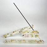 Подставка под благовония из эпоксидной смолы с цветами белая Epoxy Resin Flowers Incense Oval Stand White варинант исполнения - 4 | Loft Concept в Грозном