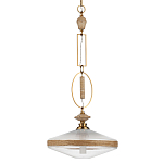 Подвесной светильник с плоским прозрачным плафоном и декоративной вставкой из текстурного камня Tectona  варинант исполнения - 1 | Loft Concept в Грозном