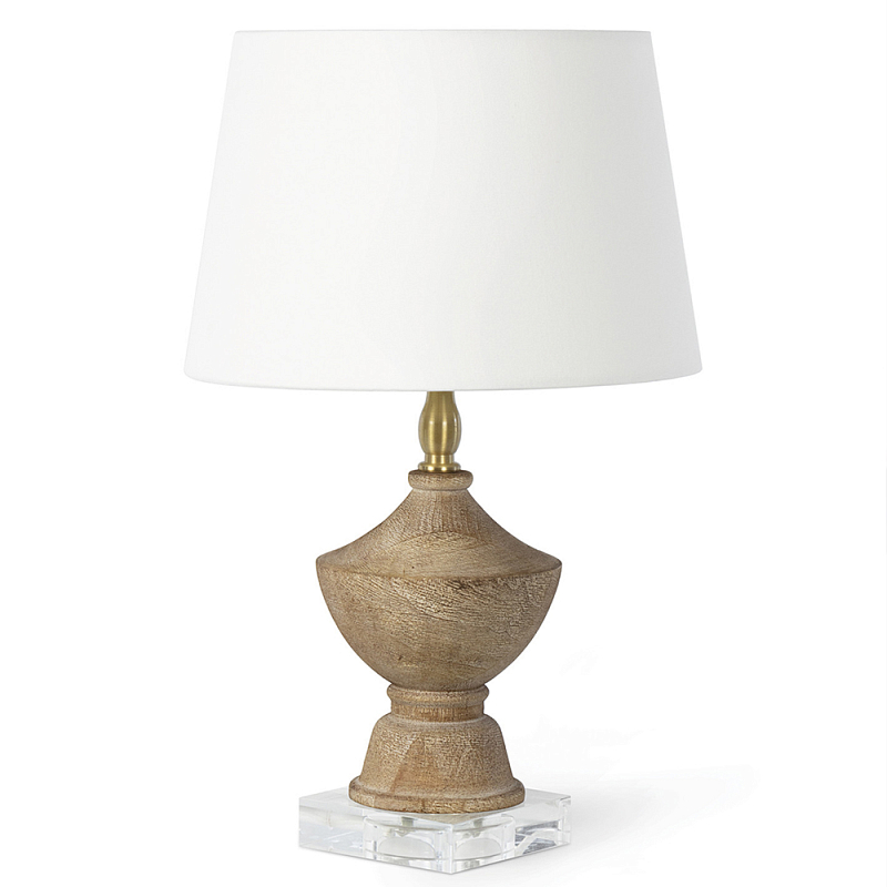 Настольная лампа деревянная с белым абажуром Wooden Table Lamp Коричневый Латунь Белый Настольная лампа деревянная с белым абажуром Wooden Table Lamp Коричневый Латунь Белый в Грозном | Loft Concept