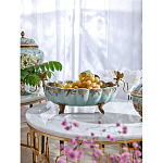 Чаша из голубого фарфора на бронзовых ножках с рисунком цветов и фигурками стрекоз Blue Garden варинант исполнения - 2 | Loft Concept в Грозном