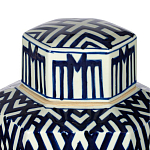 Ваза с крышкой и графическим узором в сине-белых цветах Blue & White Ornament  варинант исполнения - 4 | Loft Concept в Грозном