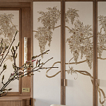 Обои с вышивкой ручной работы Deco Wisteria ﻿Midas colourway on Liso Pearl wool sateen варинант исполнения - 3 | Loft Concept в Грозном