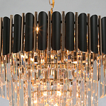 Люстра из черного металла с многоярусными подвесками из прозрачного хрусталя на золотой цепи Empire Black Chandelier Crystal варинант исполнения - 9 | Loft Concept в Грозном