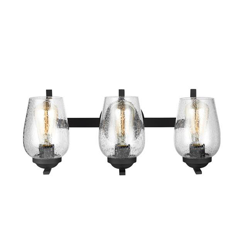 Бра черного цвета с 3-мя плафонами из прозрачного стекла с пузырьками Generation Lighting Черный Прозрачное Стекло в Грозном | Loft Concept 