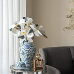 Ваза с крышкой и зелено-голубым рисунком на белом фоне 51 см Blue & White Ornament варинант исполнения - 5 | Loft Concept в Грозном