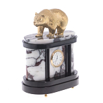 Часы настольные бронзовые с декором в виде медведя Bear Stone Clock варинант исполнения - 3 | Loft Concept в Грозном