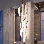 Люстра в современном стиле с 30-ю каскадными светодиодными лампами Golden LED Rain варинант исполнения - 3 | Loft Concept в Грозном