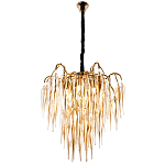 Люстра со стеклянными подвесками янтарного цвета Ambre Glass Chandelier 70 варинант исполнения - 3 | Loft Concept в Грозном