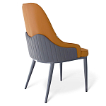 Стул оранжевый с высокой спинкой из искуственной кожи на серых металлических ножках Enigma Orange варинант исполнения - 2 | Loft Concept в Грозном