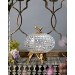 Конфетница прозрачная стеклянная на бронзовых ножках в виде морских коньков с крышкой в виде ракушки Eden Garden варинант исполнения - 3 | Loft Concept в Грозном