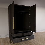 Шкаф платяной Primo с выдвижными ящиками шпон Темный орех варинант исполнения - 4 | Loft Concept в Грозном