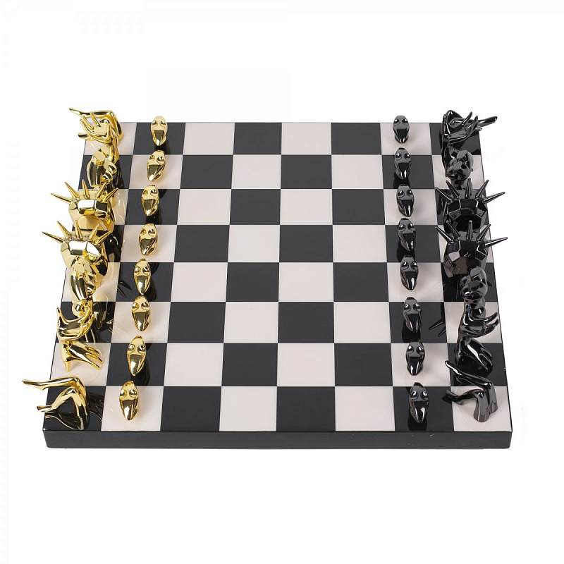 Шахматы Kelly Wearstler Dichotomy Chess Set Черный Белый Глянцевое золото Шахматы Kelly Wearstler Dichotomy Chess Set Черный Белый Глянцевое золото в Грозном | Loft Concept