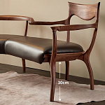 Кушетка с деревянным каркасом и сиденьем из коричневой натуральной кожи Moon Walnut Furniture варинант исполнения - 4 | Loft Concept в Грозном