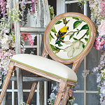 Стул бежевый из натурального бука с изображением птиц и цветов Blooming Birds варинант исполнения - 3 | Loft Concept в Грозном