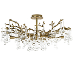 Потолочная люстра в виде ветвей деревьев золотого цвета с прозрачными подвесками-каплями Droplet Chandelier варинант исполнения - 1 | Loft Concept в Грозном