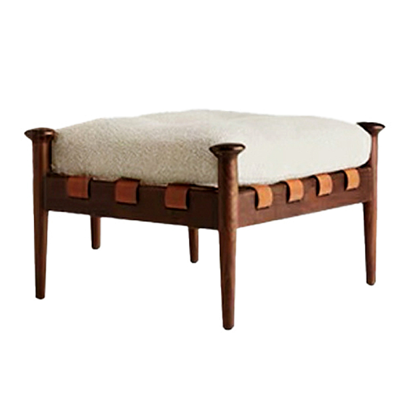Пуф с каркасом из дерева и обивкой из ткани букле Furniture Medieval Молочный Пуф с каркасом из дерева и обивкой из ткани букле Furniture Medieval Молочный в Грозном | Loft Concept