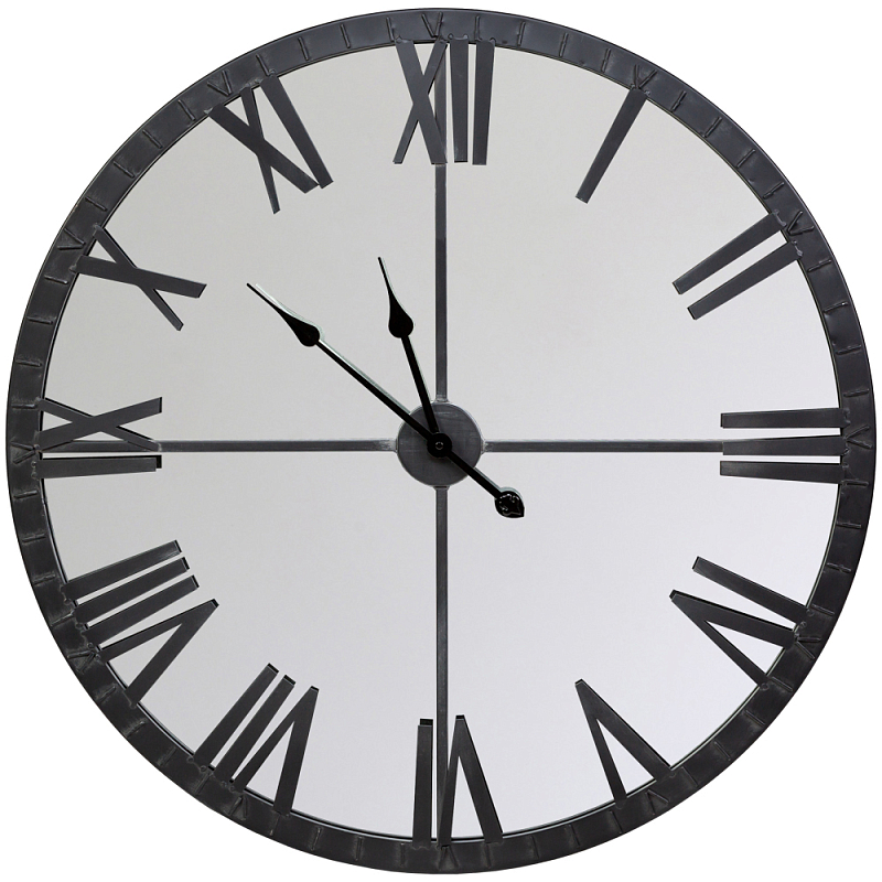 Часы настенные зеркальные с чёрным металлическим циферблатом Mirror Tower Clock Черный Зеркало в Грозном | Loft Concept 