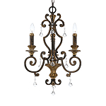 Люстра с подвесками из прозрачного стекла на кованом каркасе бронзового цвета в классическом стиле Quoizel варинант исполнения - 11 | Loft Concept в Грозном