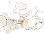 Люстра круглая с белыми лепестками из керамики и прозрачными хрустальными цветками Диаметр 82 см Wintery flovers варинант исполнения - 4 | Loft Concept в Грозном