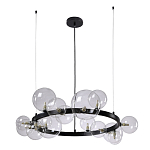 Люстра круглая подвесная с 15-ю прозрачными шарообразными плафонами из стекла Iona chandelier варинант исполнения - 6 | Loft Concept в Грозном