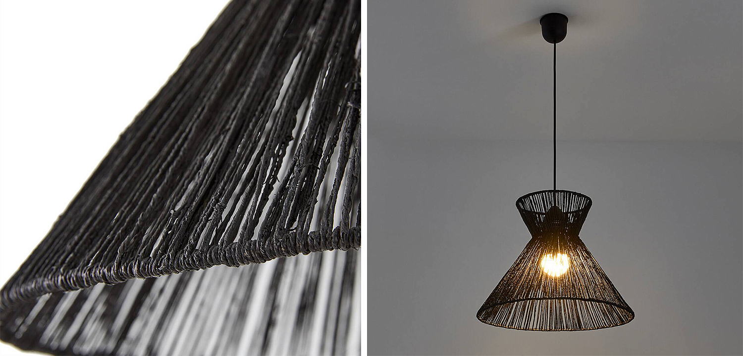 Подвесной светильник Signe Wicker Hemp Black Horn Подвесной светильник Signe Wicker Hemp Black Horn - Loft-Concept в Грозном