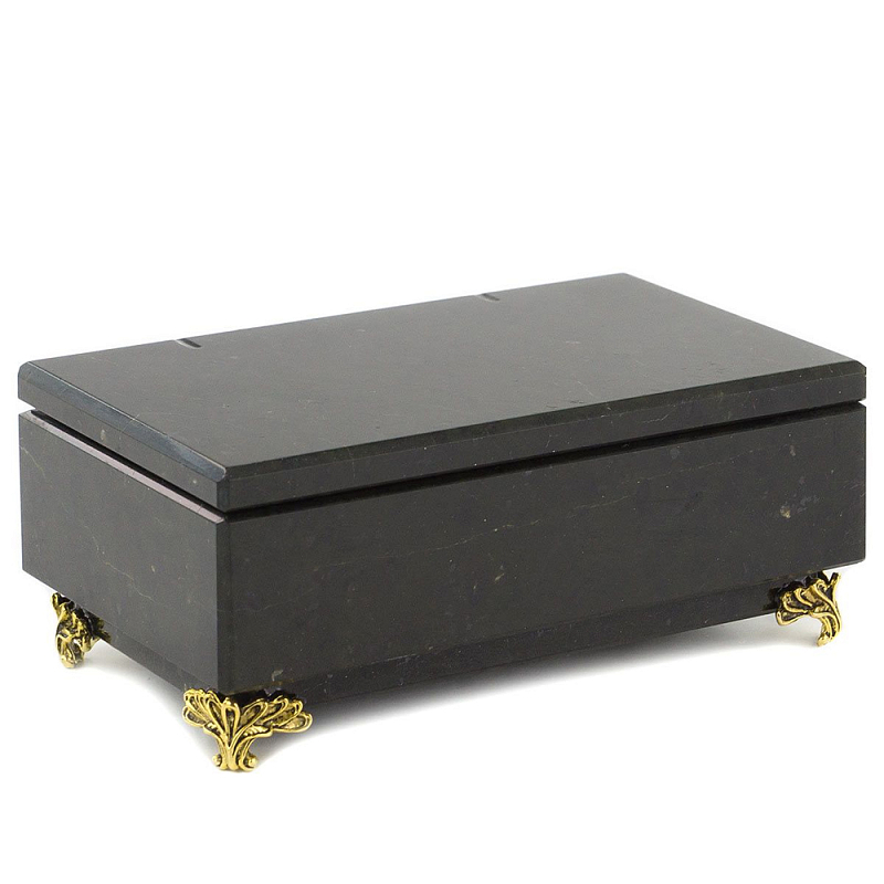 Шкатулка из натурального камня змеевик чёрного цвета Stone Casket Черный Золотой Шкатулка из натурального камня змеевик чёрного цвета Stone Casket Черный Золотой в Грозном | Loft Concept