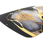 Обеденный стол с прямоугольной черно-золотой столешницей из стекла на 4-х металлических ножках Gold and Black Marble варинант исполнения - 4 | Loft Concept в Грозном