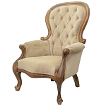 Кресло с мягкой обивкой из светло-коричневого велюра на 4-х деревянных ножках Evelyn Classical Armchair варинант исполнения - 3 | Loft Concept в Грозном