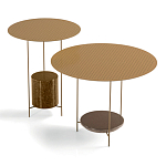 Дизайнерский круглый кофейный стол из металла с мраморным декором PANNA COTTA Coffee Table варинант исполнения - 6 | Loft Concept в Грозном