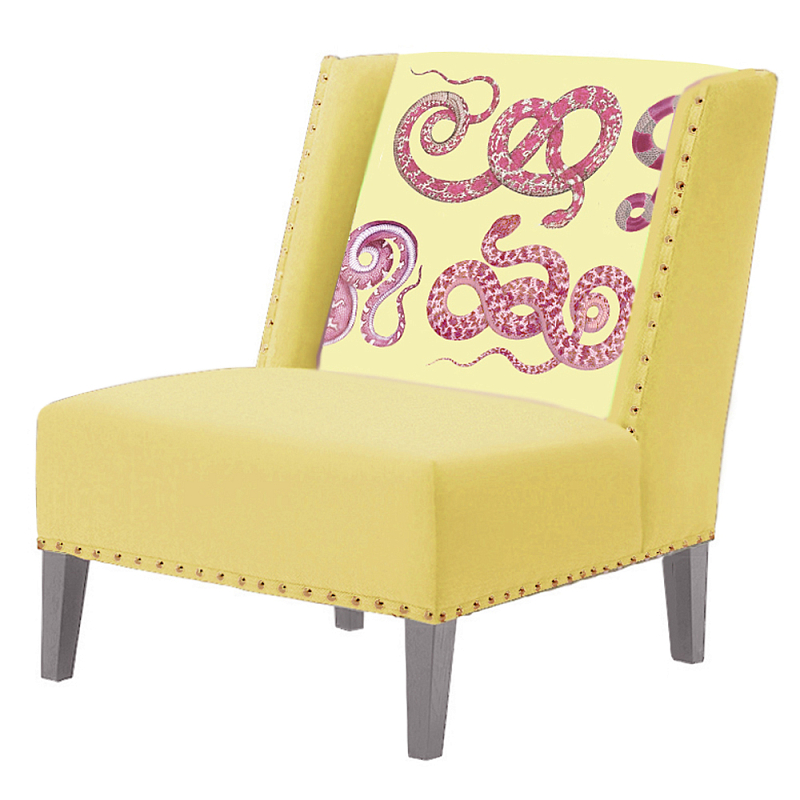 FUN Armchair Snakes yellow Дизайнерское кресло с цветным принтом Желтый FUN Armchair Snakes yellow Дизайнерское кресло с цветным принтом Желтый в Грозном | Loft Concept